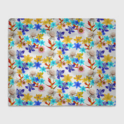 Плед флисовый Узор из весенних цветов, цвет: 3D-велсофт