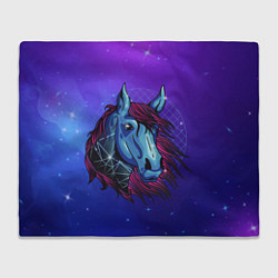 Плед флисовый Retrowave Neon Horse, цвет: 3D-велсофт