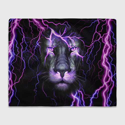 Плед НЕОНОВЫЙ ЛЕВ NEON LION / 3D-Велсофт – фото 1