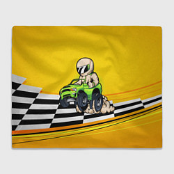 Плед флисовый Мультяшный гонщик на джипе, цвет: 3D-велсофт