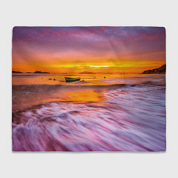Плед флисовый Закат на пляже, цвет: 3D-велсофт