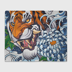 Плед флисовый Тигр в цветах, цвет: 3D-велсофт