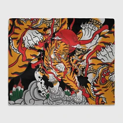 Плед флисовый Самурайский тигр, цвет: 3D-велсофт
