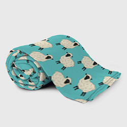 Плед флисовый Овечки паттерн на бирюзовом, цвет: 3D-велсофт — фото 2