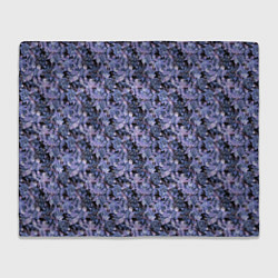 Плед флисовый Сине-фиолетовый цветочный узор, цвет: 3D-велсофт
