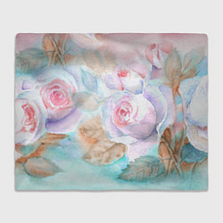 Плед флисовый Нежная акварель с розами, цвет: 3D-велсофт