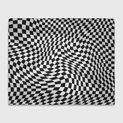 Плед флисовый Черно-белая клетка Black and white squares, цвет: 3D-велсофт