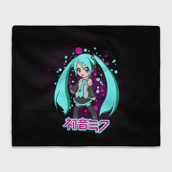 Плед флисовый Мику Хацунэ, Hatsune Miku, цвет: 3D-велсофт