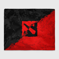 Плед флисовый DOTA 2 RED BLACK LOGO, БРЫЗГИ КРАСОК, цвет: 3D-велсофт