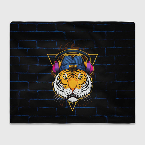 Плед Тигр в наушниках SWAG / 3D-Велсофт – фото 1