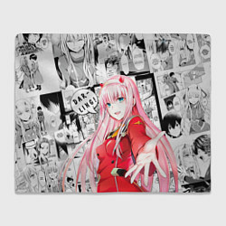 Плед флисовый Zero Two Зеро ту на манге фрейм, цвет: 3D-велсофт