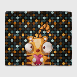 Плед флисовый Крейзи тигр с сердцем, цвет: 3D-велсофт