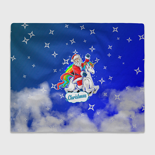 Плед Новогодний Санта с Единорогом / 3D-Велсофт – фото 1