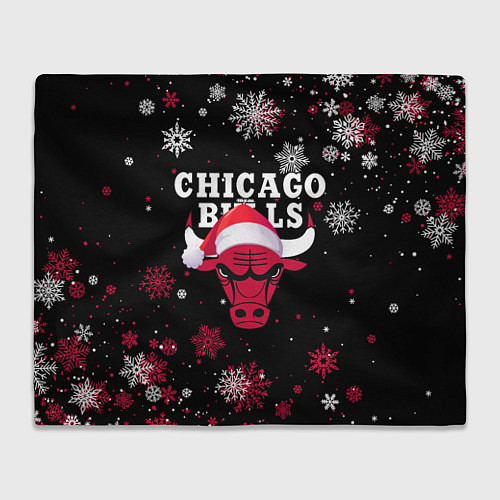 Плед НОВОГОДНИЙ CHICAGO BULLS 2022 СНЕЖИНКИ / 3D-Велсофт – фото 1