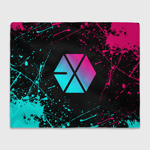 Плед EXO BAND NEON LOGO НЕОНОВЫЕ БРЫЗГИ КРАСОК / 3D-Велсофт – фото 1