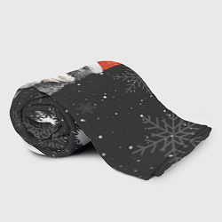 Плед флисовый Новогодний Черный кот в кружке, цвет: 3D-велсофт — фото 2