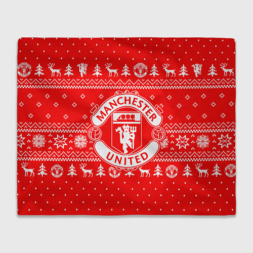 Плед FC Manchester United: Новогодний узор / 3D-Велсофт – фото 1