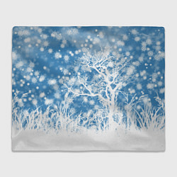 Плед флисовый Коллекция Зимняя сказка Зимний пейзаж W-1, цвет: 3D-велсофт