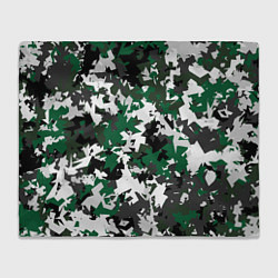 Плед флисовый Зелено-черный камуфляж, цвет: 3D-велсофт