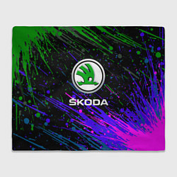 Плед флисовый Skoda разноцветные брызги, цвет: 3D-велсофт