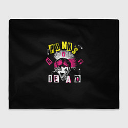 Плед PUNKS NOT DEAD ирокез, булавки, череп