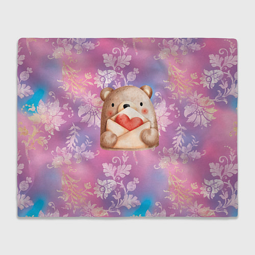 Плед Мишка с валентинкой 14 февраля / 3D-Велсофт – фото 1