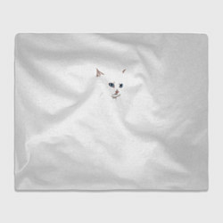 Плед флисовый Белый незаметный кот, цвет: 3D-велсофт