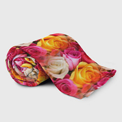 Плед флисовый Красные, желтые и белые розы, цвет: 3D-велсофт — фото 2