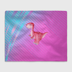 Плед флисовый Розовый динозаврик, цвет: 3D-велсофт