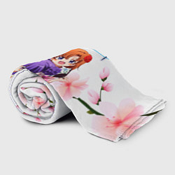 Плед флисовый Когда плачут цикады, персонажи девушки, цвет: 3D-велсофт — фото 2