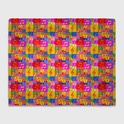 Плед флисовый Красочные Музыкальные Ноты, цвет: 3D-велсофт