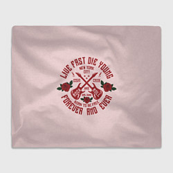 Плед ROCK AND ROLL гитары и розы