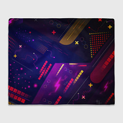 Плед флисовый Cyber neon pattern Vanguard, цвет: 3D-велсофт