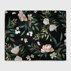 Плед флисовый Цветы Полуночный Сад, цвет: 3D-велсофт