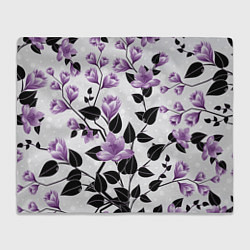 Плед флисовый Распустившиеся фиолетовые цветы, цвет: 3D-велсофт