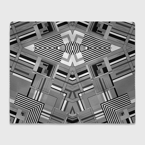 Плед Черно белый современный геометрический узор Симмет / 3D-Велсофт – фото 1