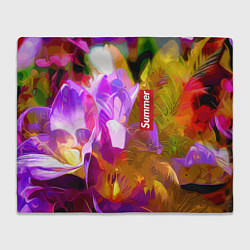 Плед флисовый Красочный цветочный узор Лето Colorful Floral Patt, цвет: 3D-велсофт