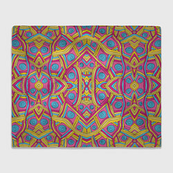 Плед флисовый Разноцветный и яркий узор в дудл стиле, цвет: 3D-велсофт