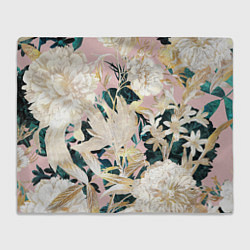 Плед флисовый Цветы Королевский Цветочный Узор, цвет: 3D-велсофт