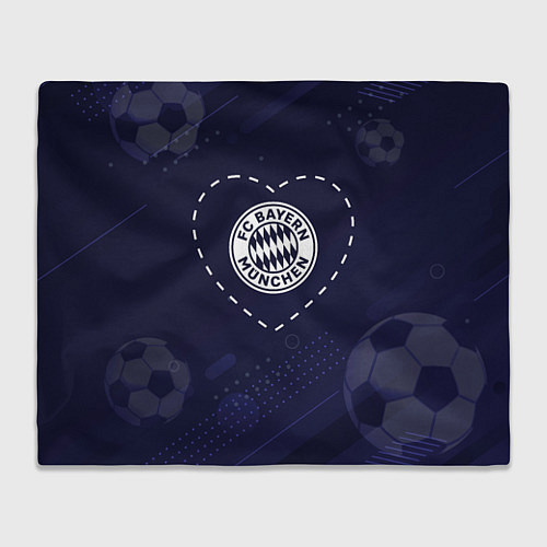 Плед Лого Bayern в сердечке на фоне мячей / 3D-Велсофт – фото 1