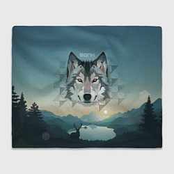 Плед флисовый Серый волк - голова, цвет: 3D-велсофт