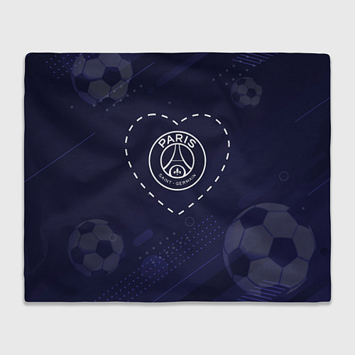 Плед Лого PSG в сердечке на фоне мячей / 3D-Велсофт – фото 1
