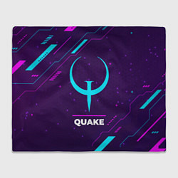 Плед Символ Quake в неоновых цветах на темном фоне