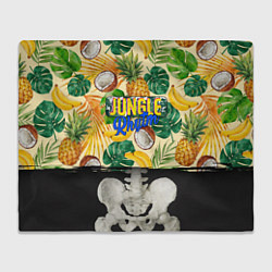 Плед флисовый Тропики Ритм Джунглей Ананасы Кокосы Бананы, цвет: 3D-велсофт