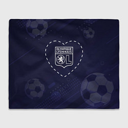 Плед Лого Lyon в сердечке на фоне мячей