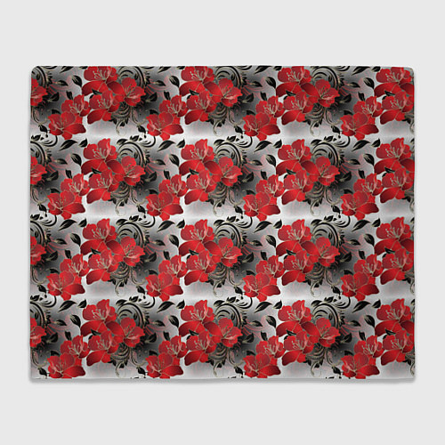 Плед Красные абстрактные цветы / 3D-Велсофт – фото 1