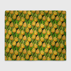 Плед флисовый Желтые тюльпаны паттерн, цвет: 3D-велсофт