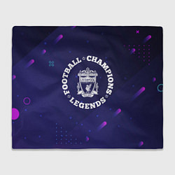 Плед флисовый Символ Liverpool и круглая надпись Football Legend, цвет: 3D-велсофт