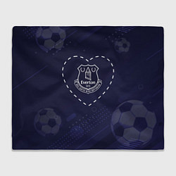 Плед Лого Everton в сердечке на фоне мячей