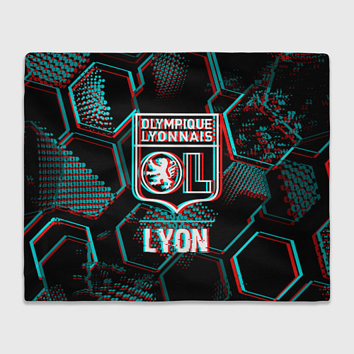 Плед Lyon FC в стиле Glitch на темном фоне / 3D-Велсофт – фото 1